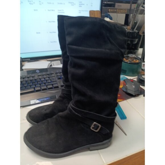 Wonder Nation Girls Faux Suede 12" Boot-Black-Size 3 - Picture 1 of 4